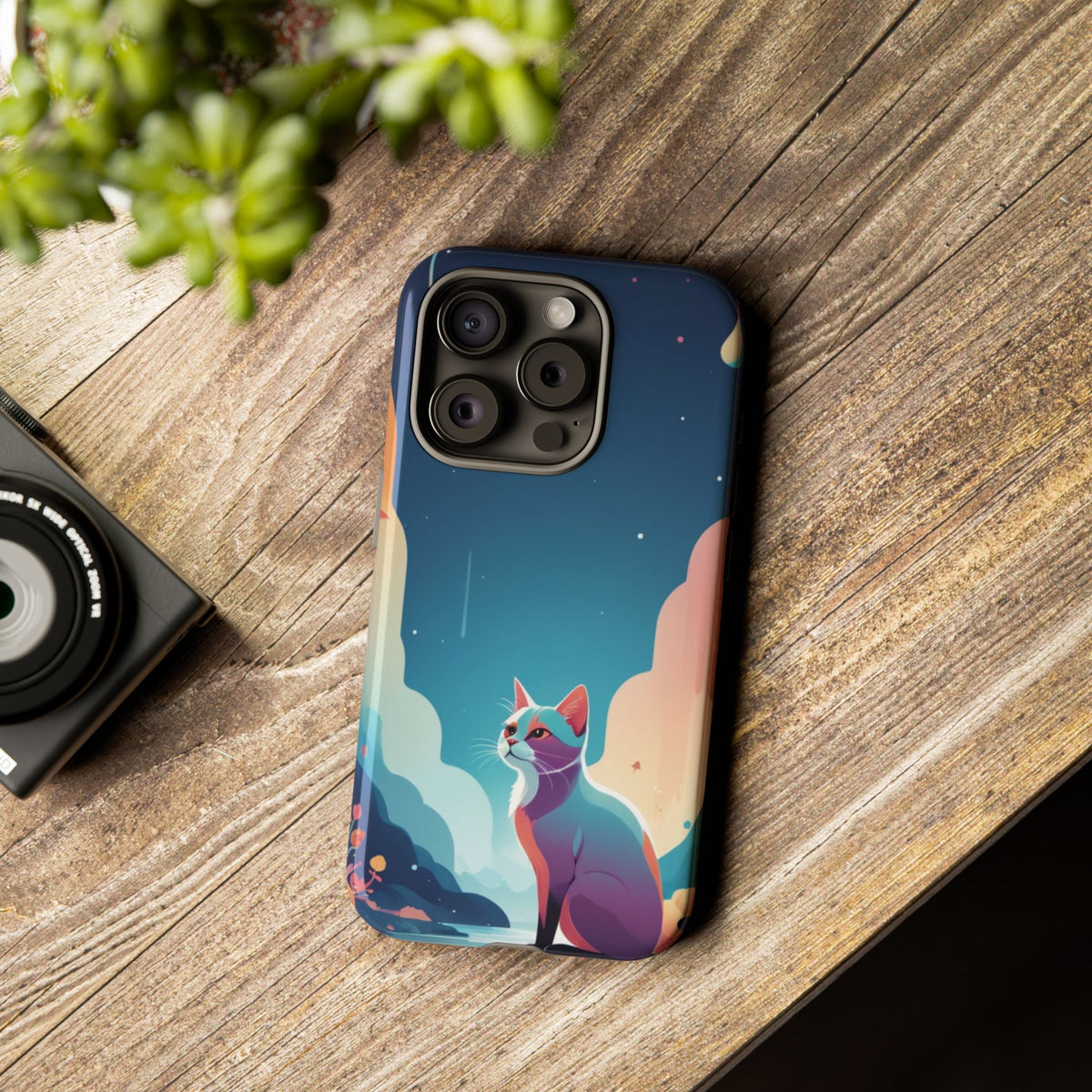 Stylised Cat Design Phone Case - Multicolor Phone Case