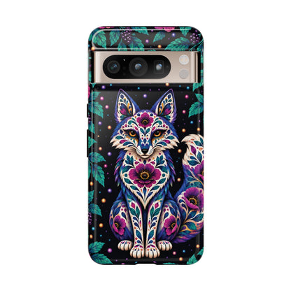Vibrant Purple and Teal Calavera Fox Phone Case - Multicolor Phone Case - Google Pixel 8 Pro / Glossy