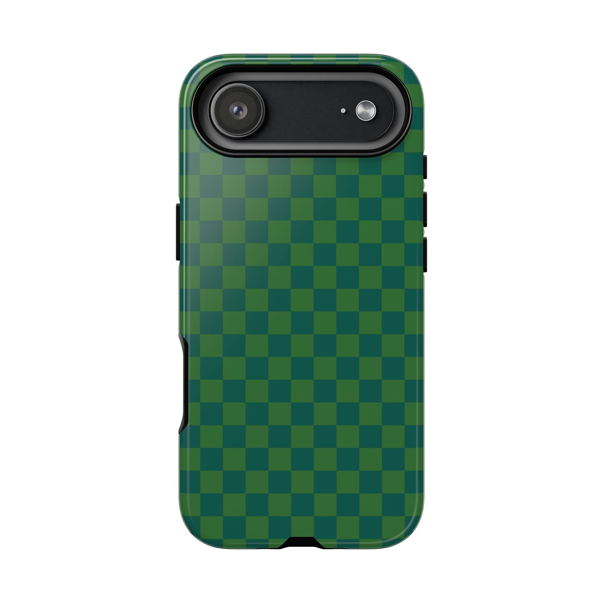 iPhone 17 Air / Glossy Phone Case - ’Bold Green Checkered Pattern’ Phone Case
