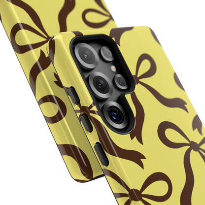 Bold Butter Yellow and Chocolate Brown Bow Pattern Phone Case - Yellow Phone Case