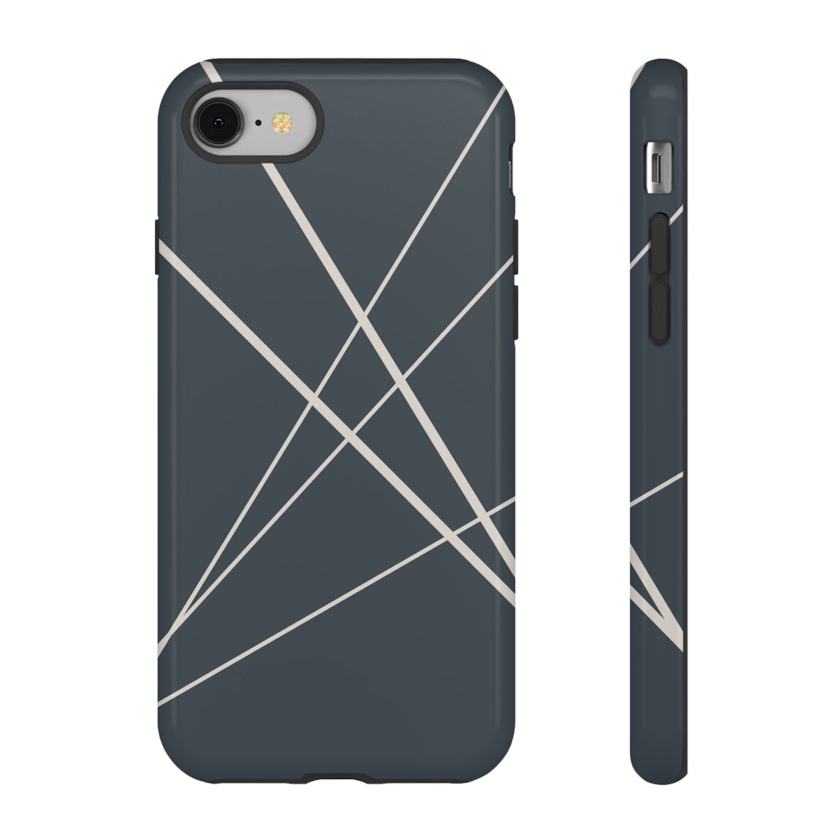 Abstract Blue with Beige Lines Phone Case - Blue Phone Case - iPhone 8 / Glossy