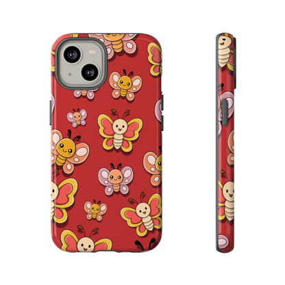 iPhone 14 / Glossy Phone Case - Red Butterfly Sticker Design Phone Case