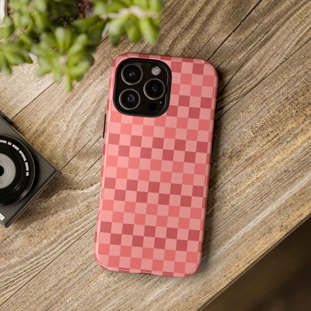 Bold Pink Small Checked Pattern Phone Case - Pink Phone Case