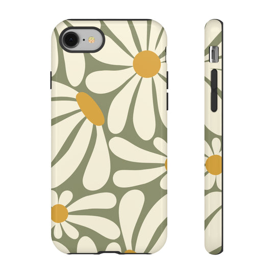 Retro Green Daisy Pattern #1 Phone Case - Green Phone Case - iPhone 8 / Glossy