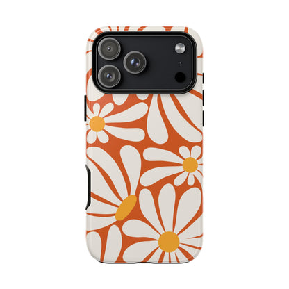 Retro Orange Daisy Pattern Phone Case - Orange Phone Case - iPhone 17 Pro Max / Glossy