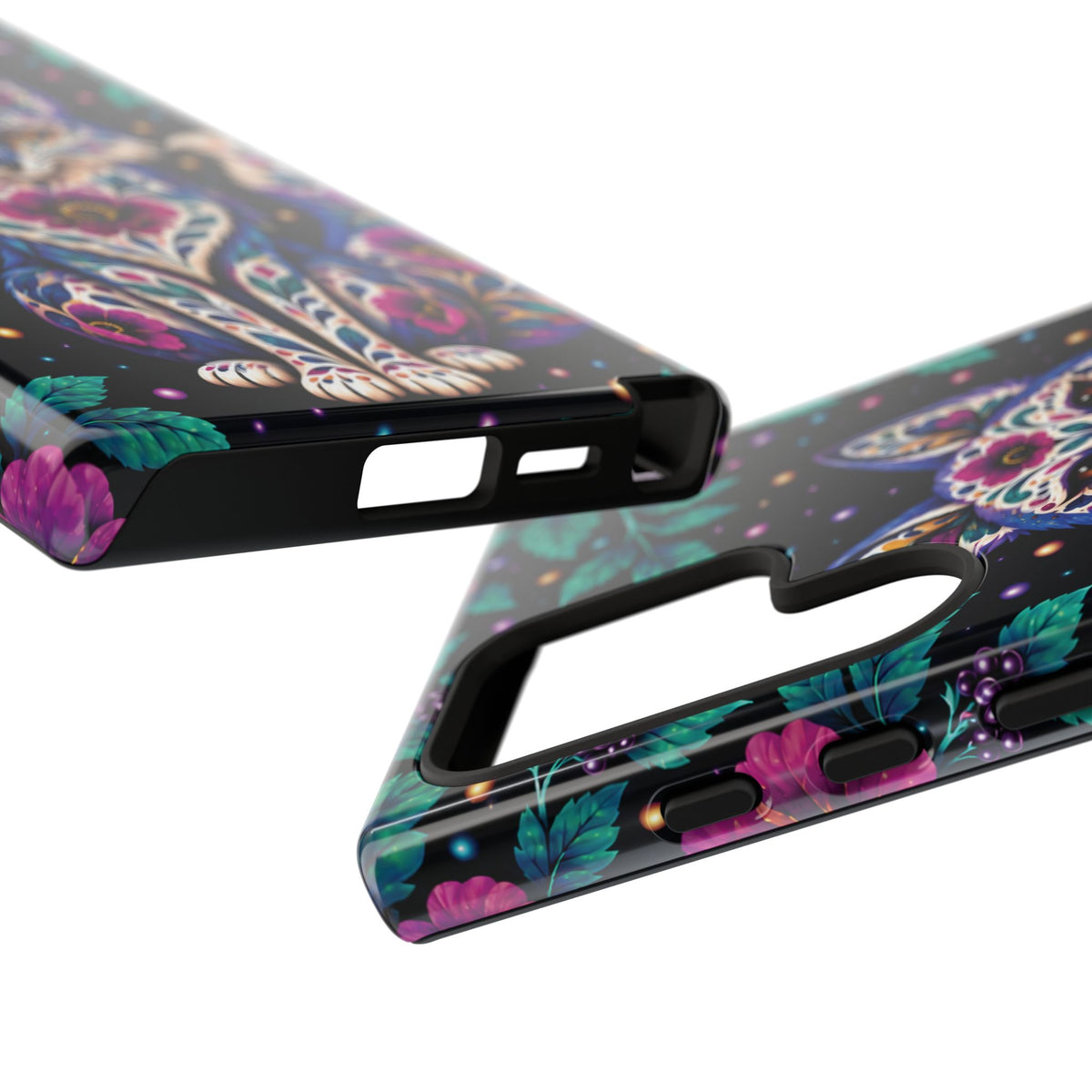 Vibrant Purple and Teal Calavera Fox Phone Case - Multicolor Phone Case