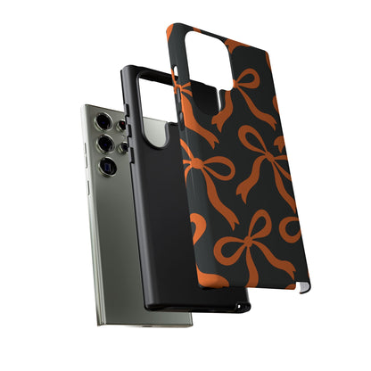 Bold Black and Burnt Orange Bow Pattern Phone Case - Black Phone Case