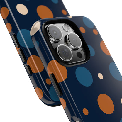 Phone Case - ’Bold Navy Blue & Orange / White Dot Pattern’ Phone Case