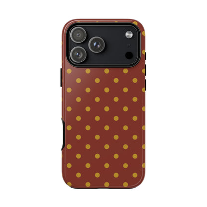 Trendy Brown & Mustard Dot Pattern Phone Case - Brown Phone Case - iPhone 17 Pro Max / Glossy