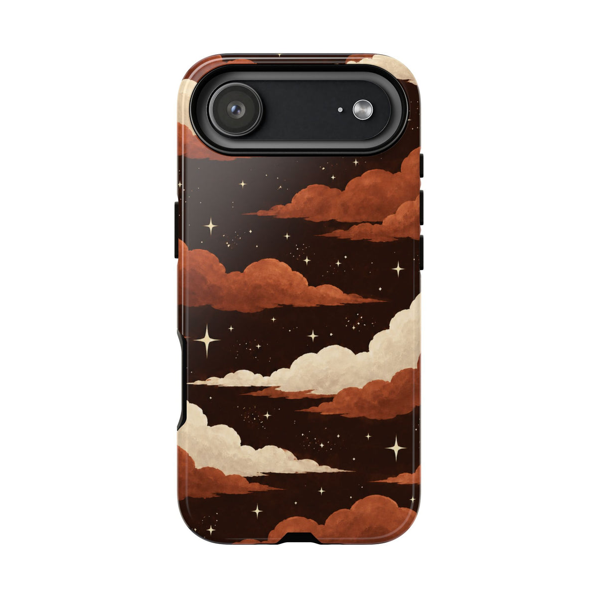 Illustrated Burnt Orange Clouds & Stars Phone Case
