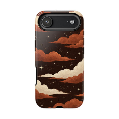 Illustrated Burnt Orange Clouds & Stars Phone Case