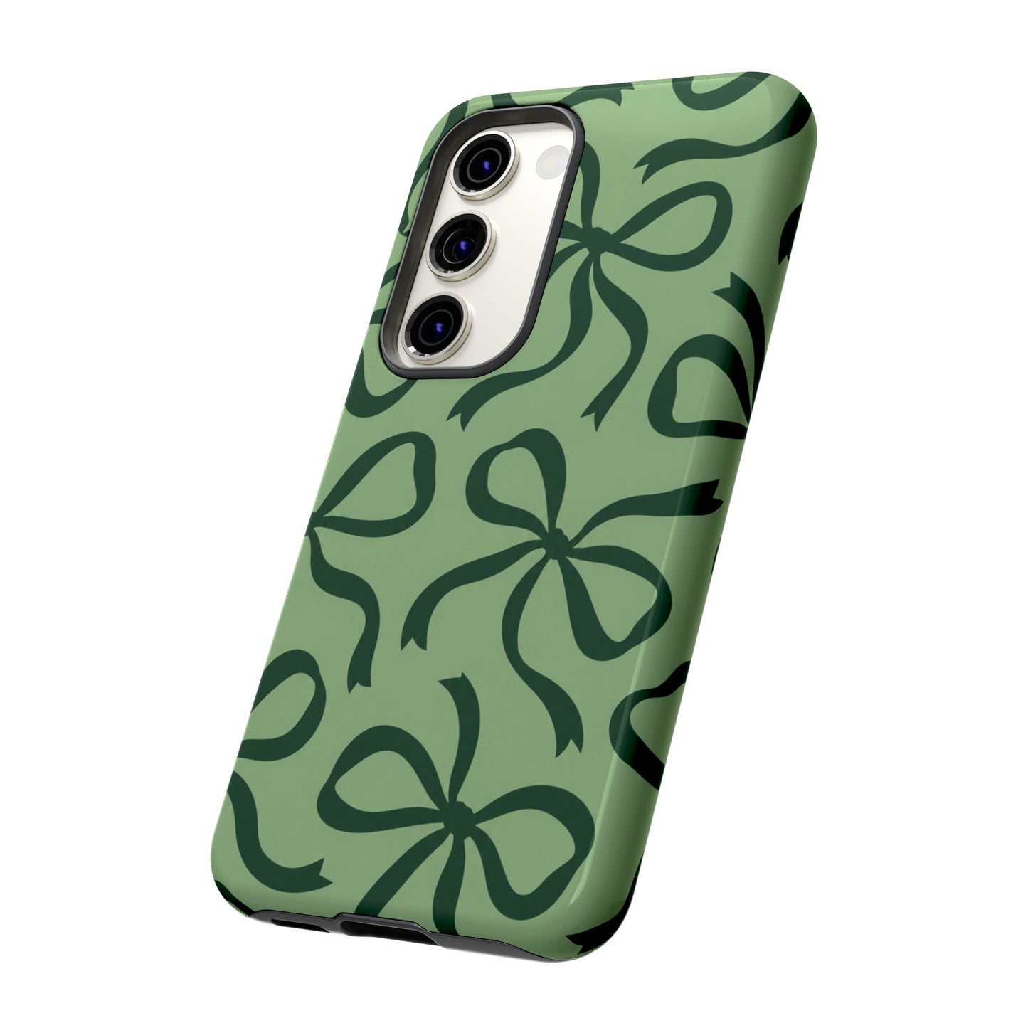 Bold Sage Green and Forest Green Bow Pattern Phone Case