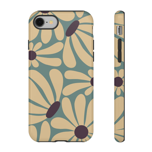 Retro Cream & Blue Daisy Pattern Phone Case - White Phone Case - iPhone 8 / Glossy