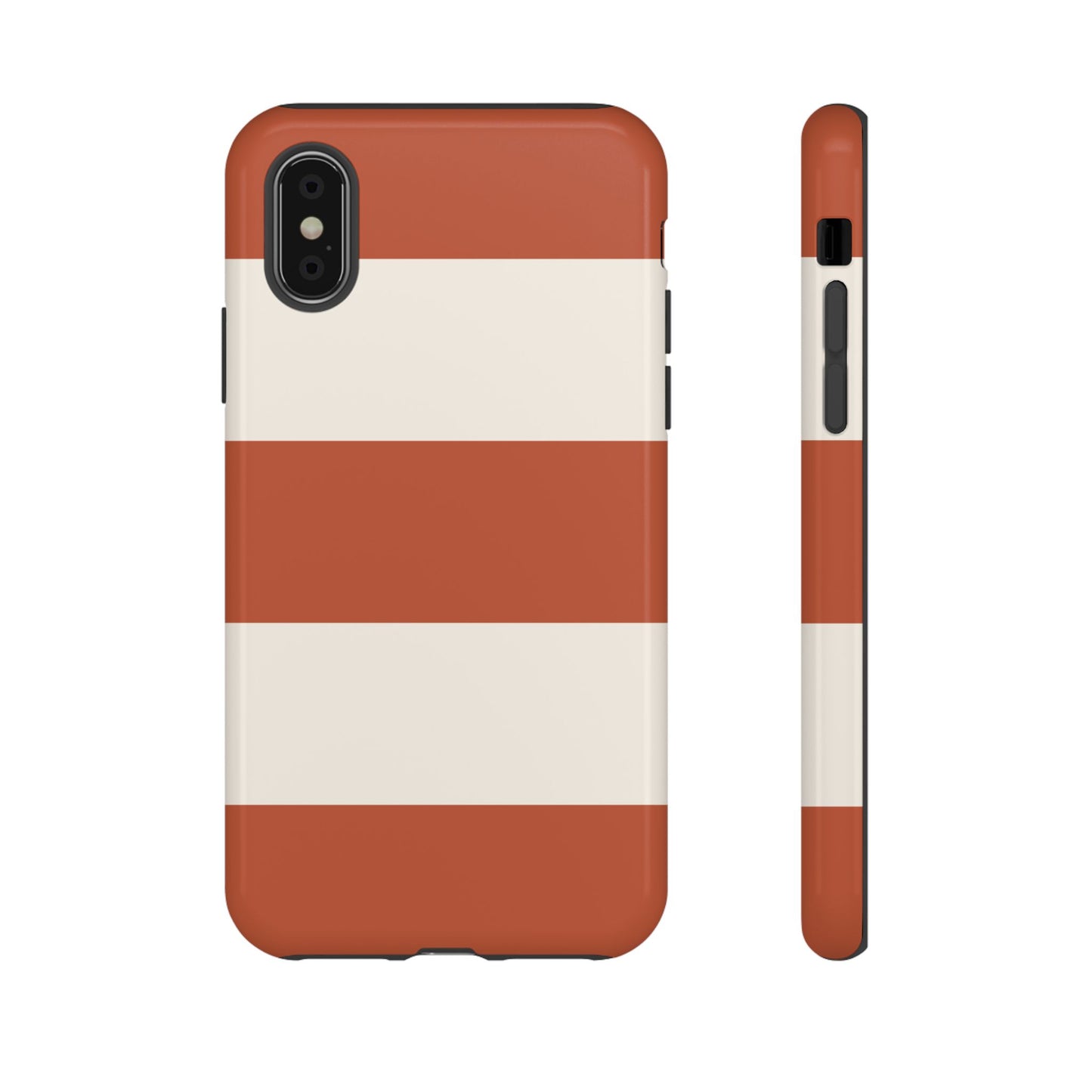 iPhone XS / Glossy Phone Case - Terracotta Horizontal Stripe Pattern Phone Case