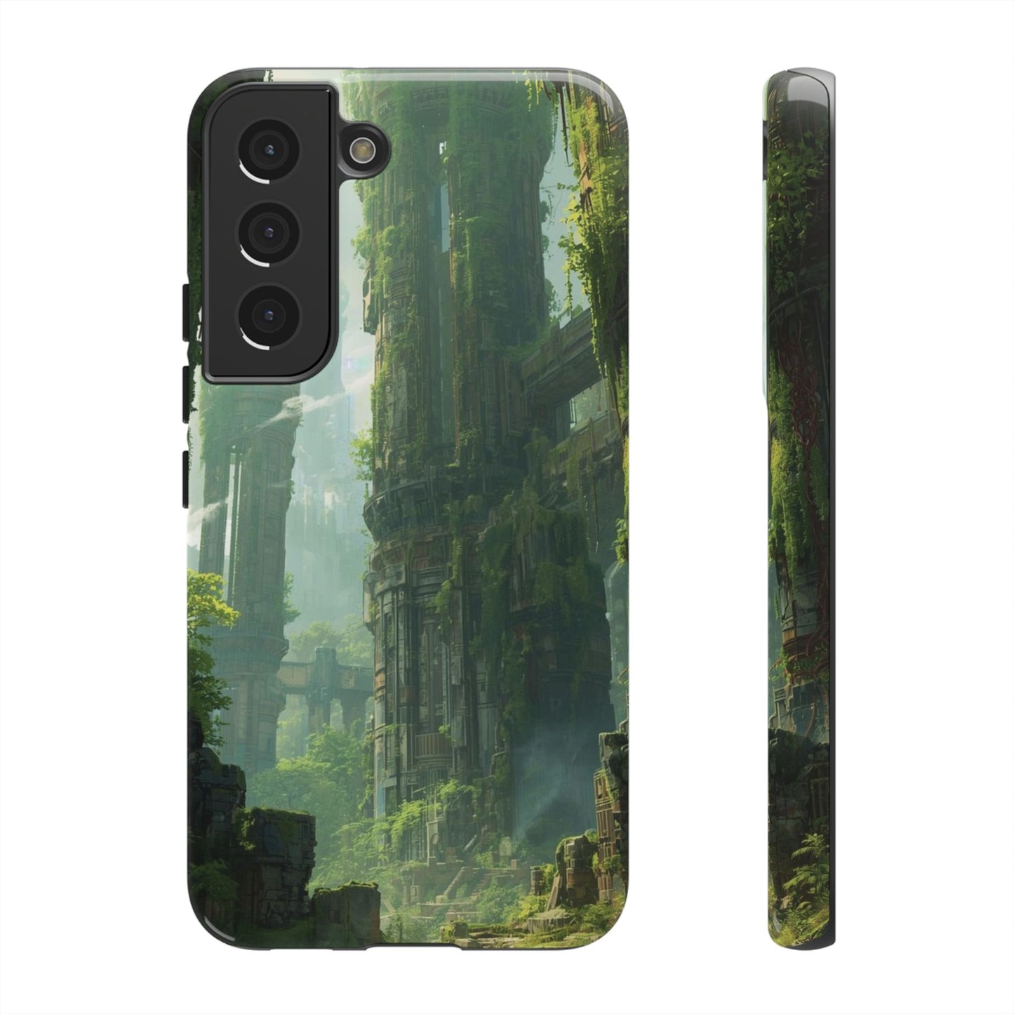Samsung Galaxy S22 / Glossy Phone Case - Overgrown Future Ruins Sci-fi Phone Case