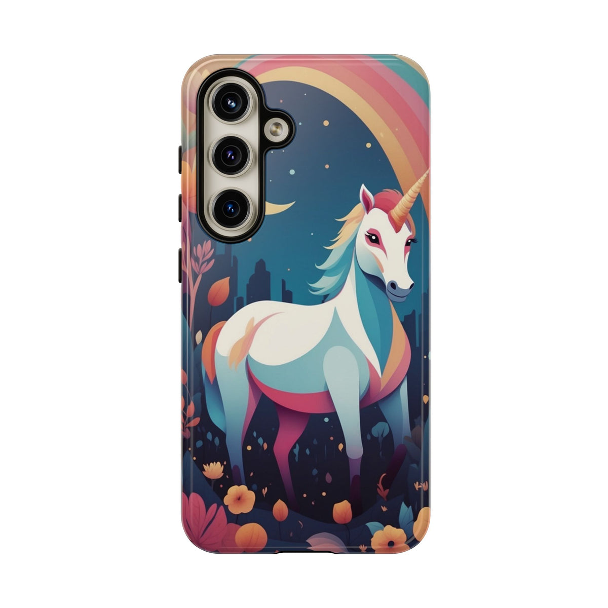 Stylised Unicorn & Rainbow Design Phone Case - Multicolor Phone Case - Samsung Galaxy S24 / Glossy