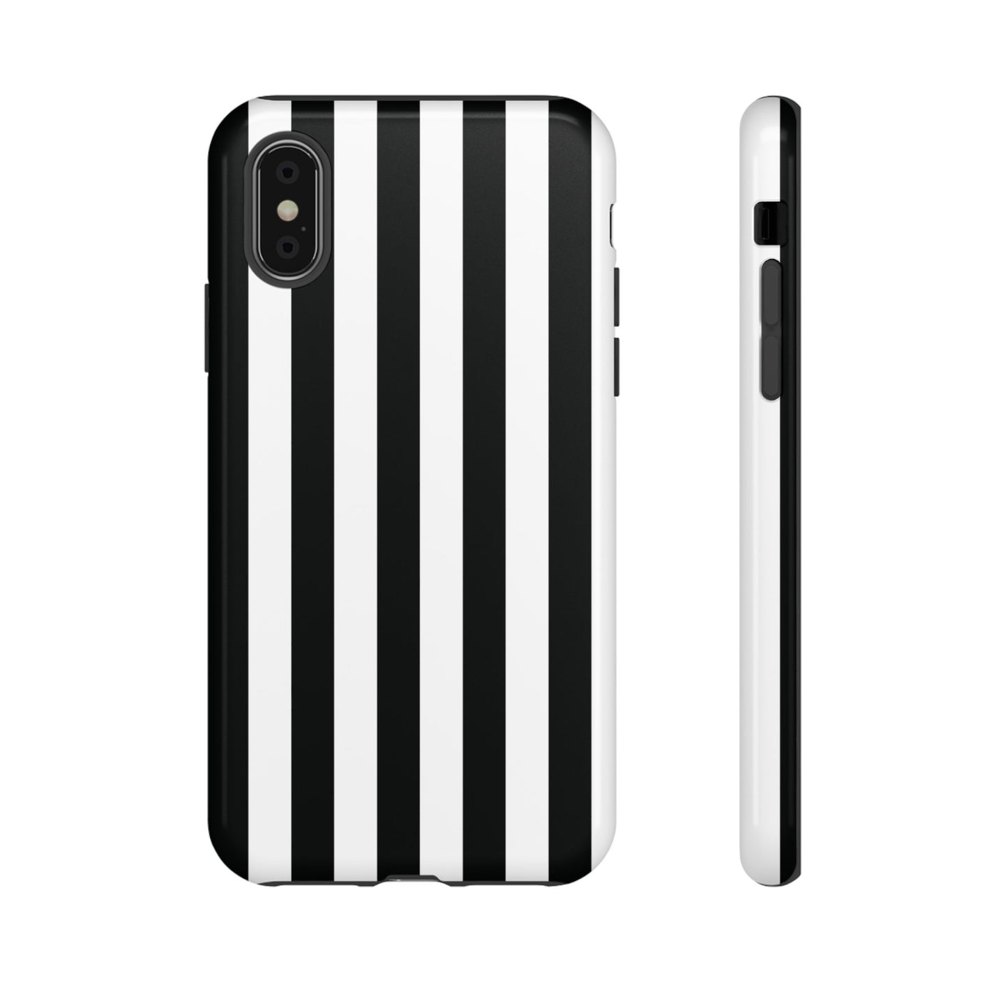 iPhone X / Glossy Phone Case - Simple Black & White Stripe Pattern Phone Case