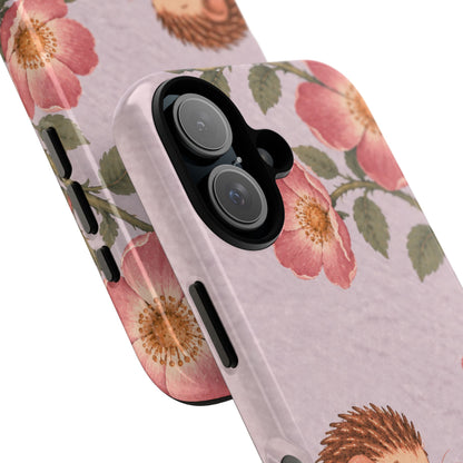 Whimsical Lilac Hedgehog and Wild Rose Phone Case - Purple Phone Case