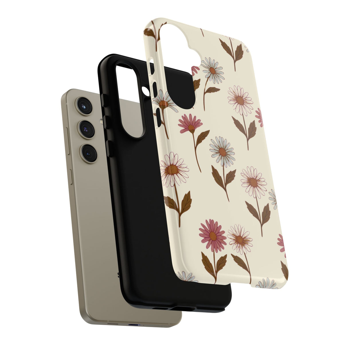 Pretty Cream & Rose Daisy Pattern Phone Case