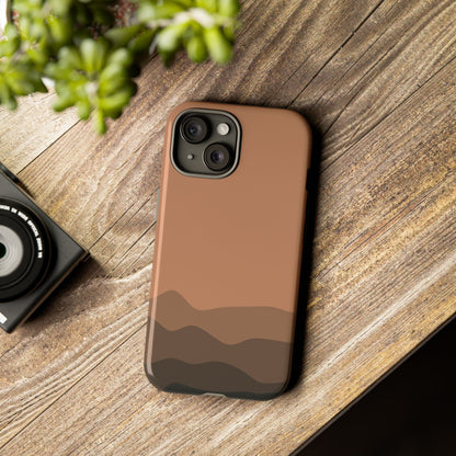 Brown Abstract Waves Protective Phone Case - Brown Phone Case