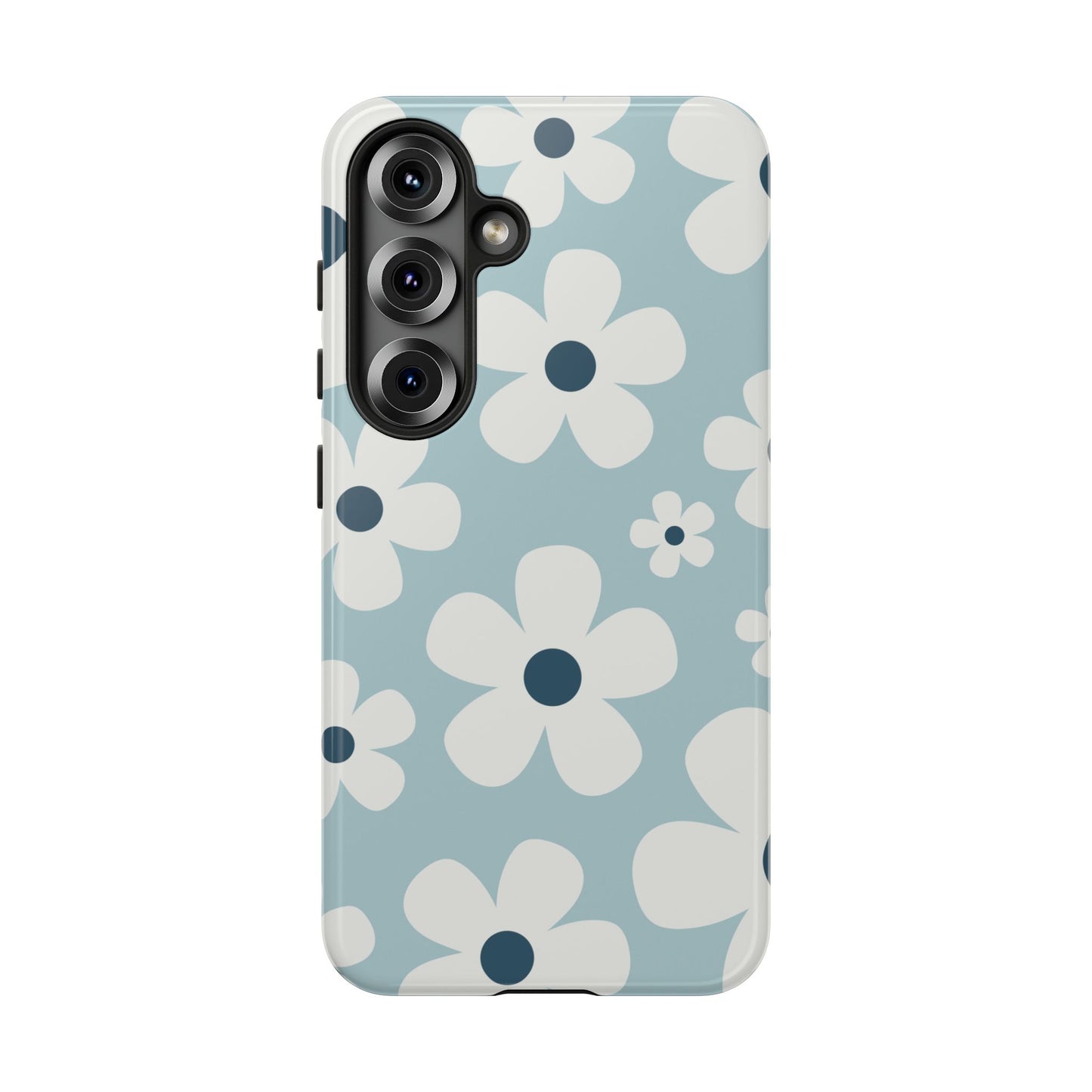 Samsung Galaxy S25 / Glossy Phone Case - Cute Light Blue Daisy Pattern Phone Case