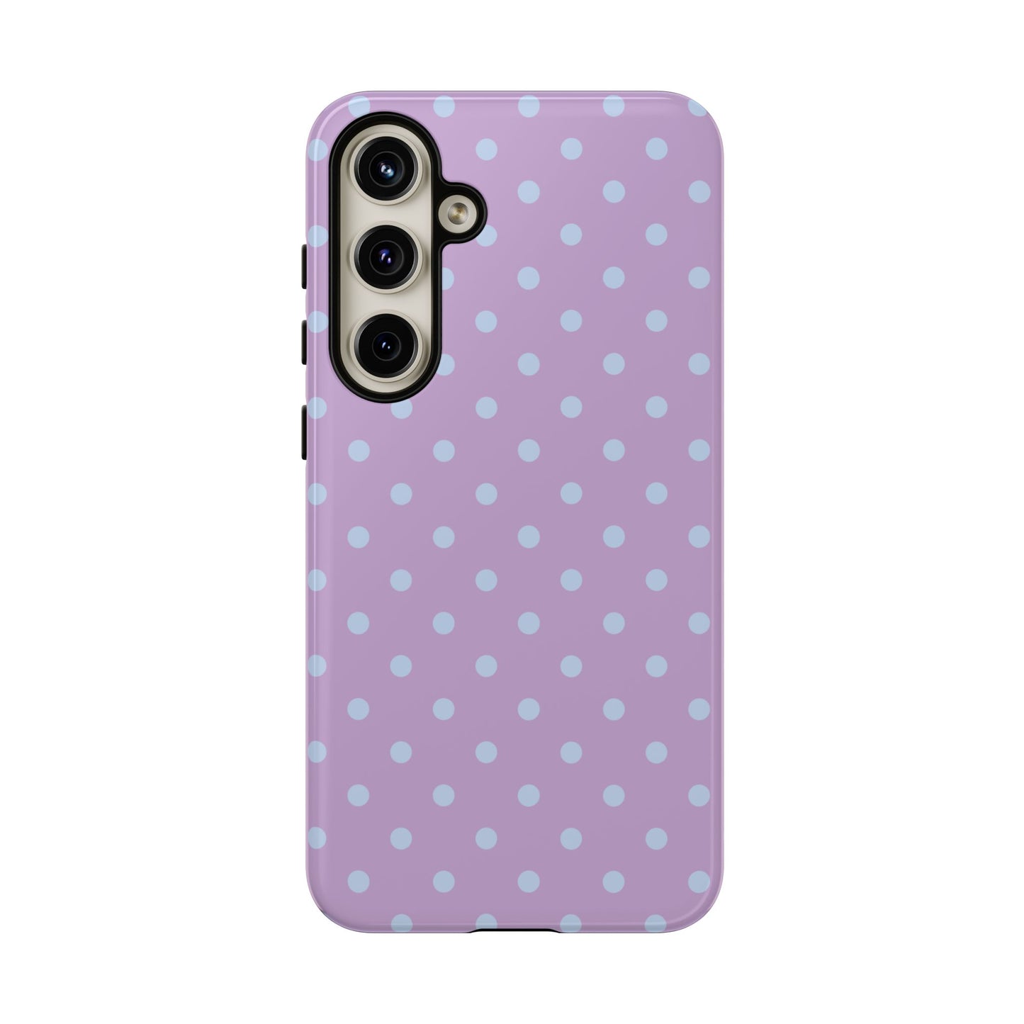 Samsung Galaxy S24 Plus / Glossy Phone Case - Trendy Lilac & Ice Blue Dot Pattern Phone Case