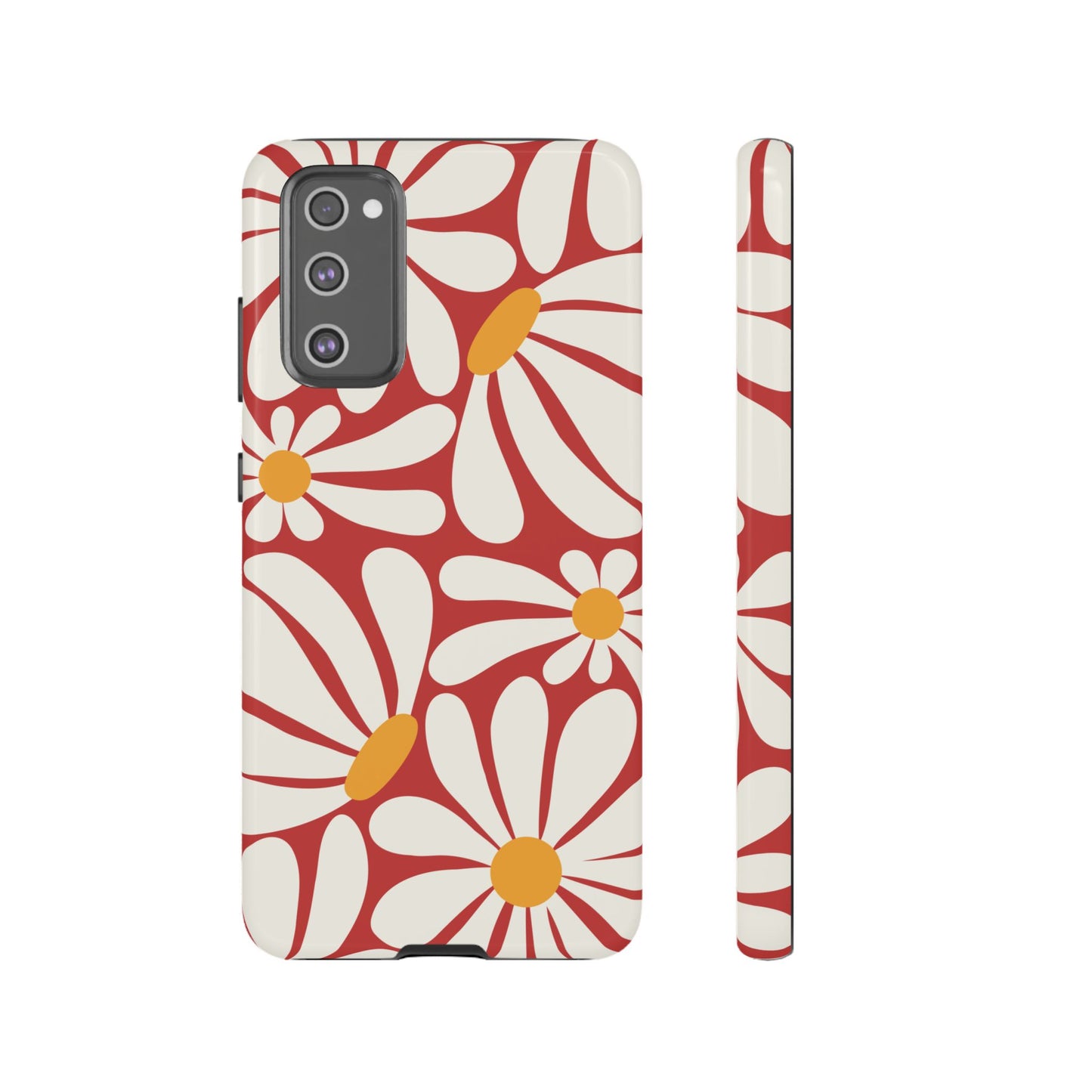 Retro Red Daisy Pattern Phone Case - Red Phone Case - Samsung Galaxy S20 FE / Glossy