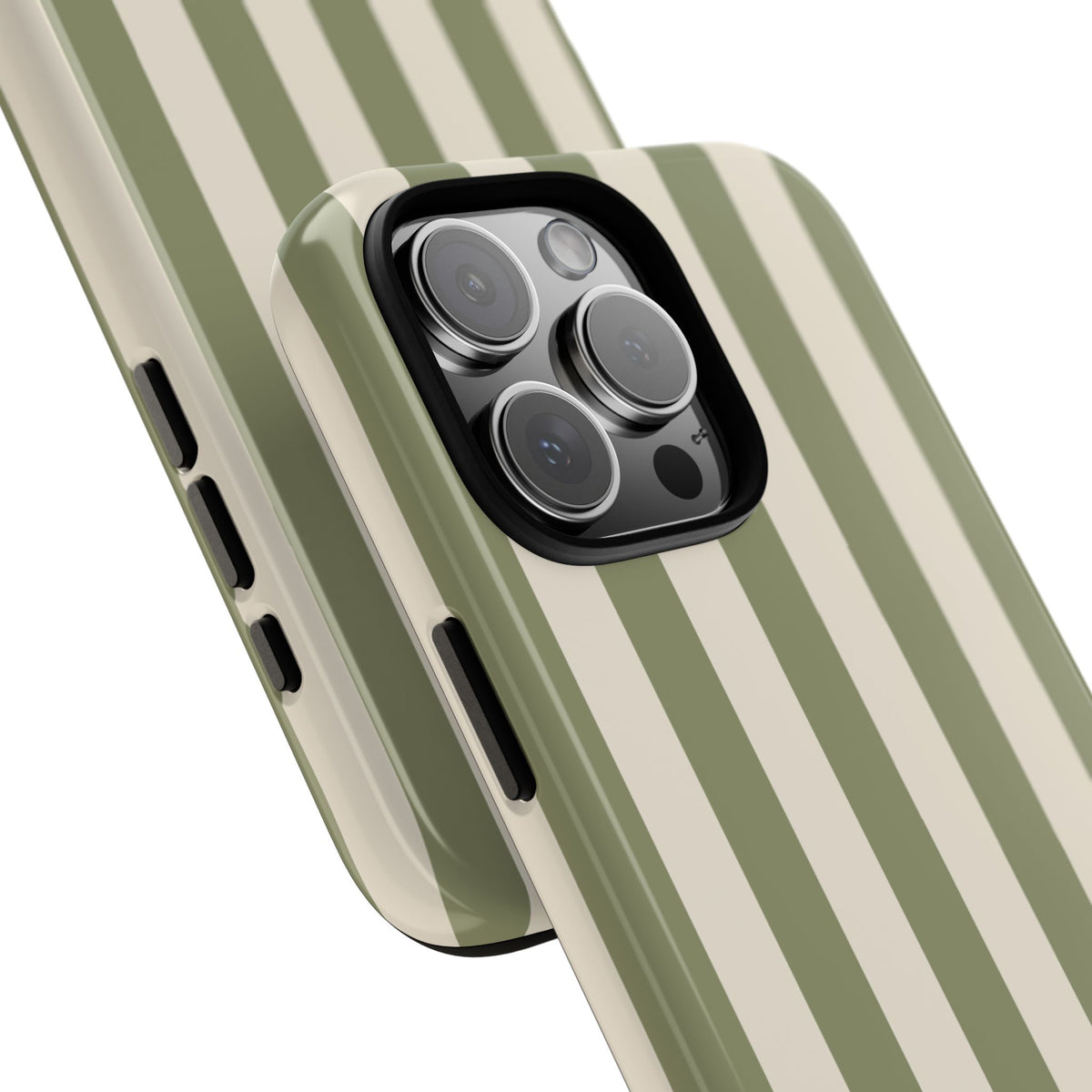 Olive & Beige Stripe Pattern Phone Case - Green Phone Case