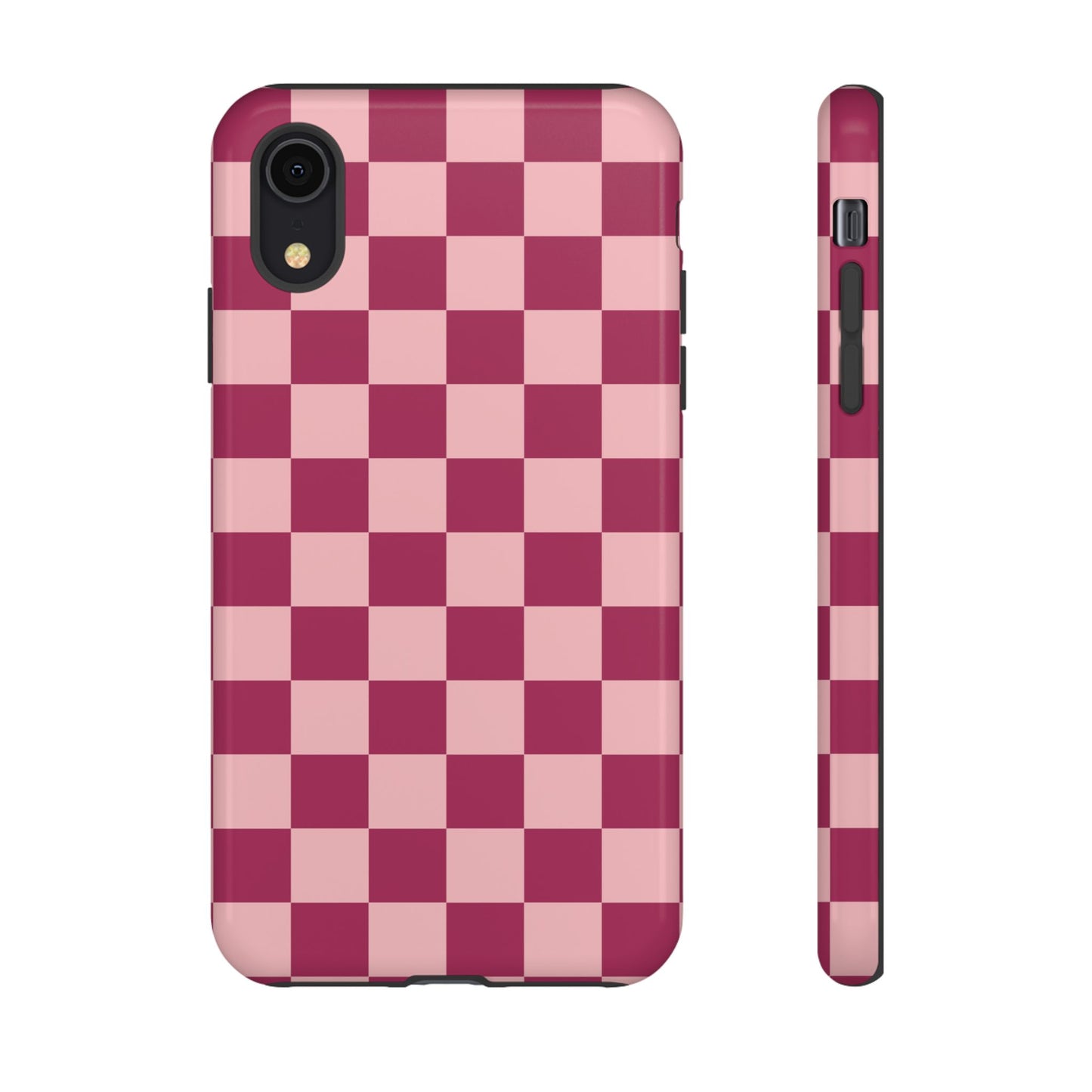 iPhone XR / Glossy Phone Case - ’Pink Checkered Pattern’ Phone Case