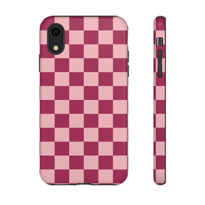 iPhone XR / Glossy Phone Case - ’Pink Checkered Pattern’ Phone Case