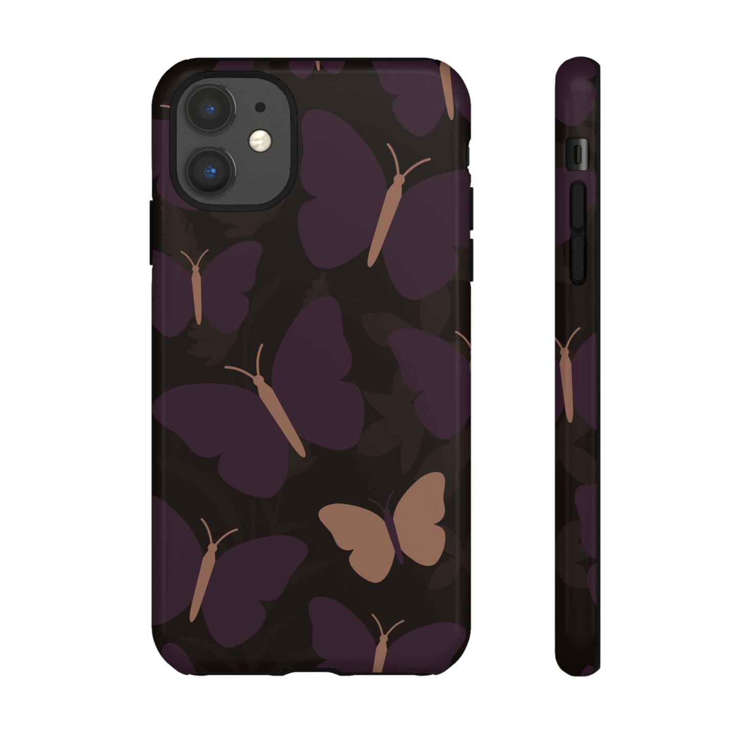 iPhone 11 / Glossy Phone Case - Minimalist Purple Butterfly Pattern Phone Case