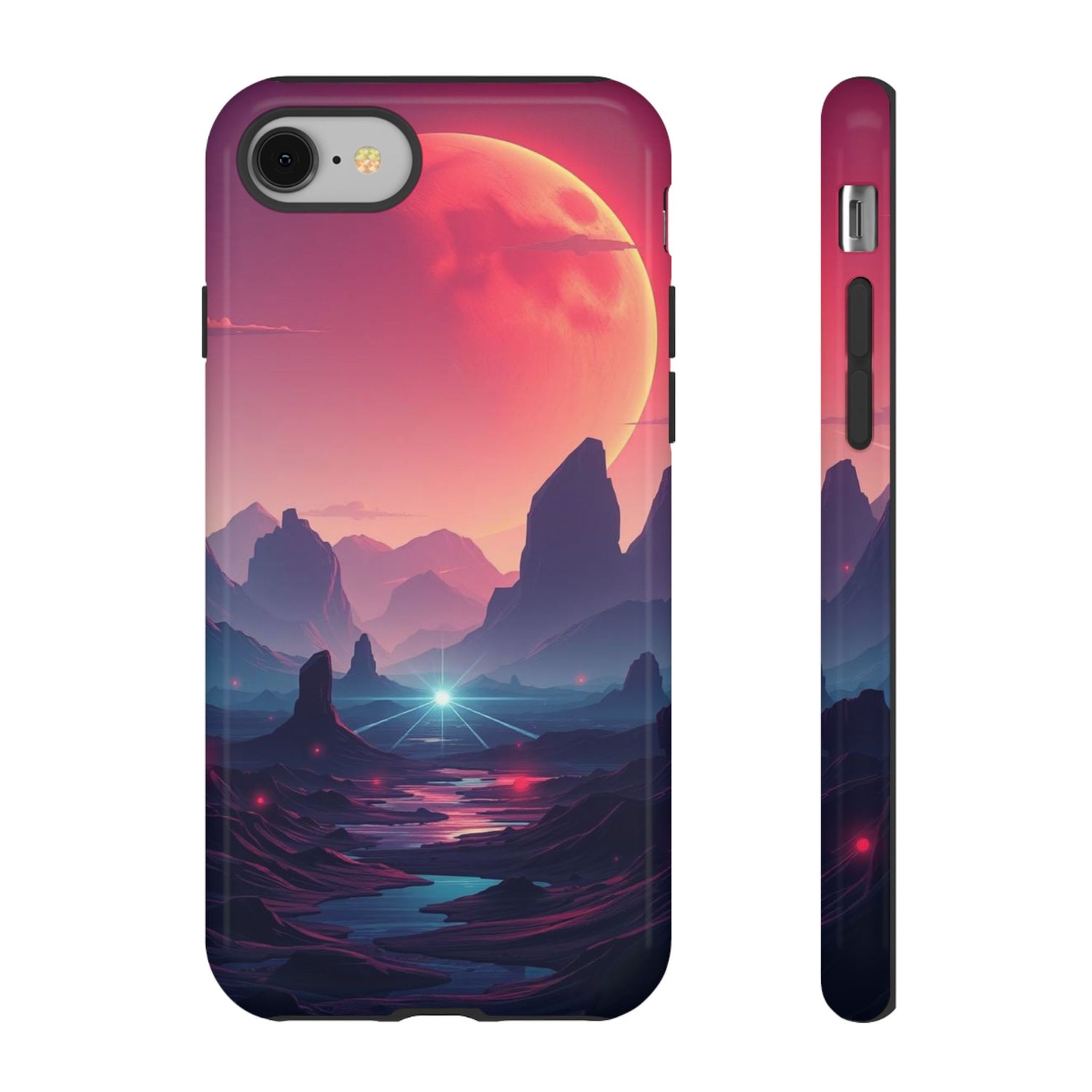 iPhone 8 / Glossy Phone Case - Alien Moon Landscape Design Phone Case