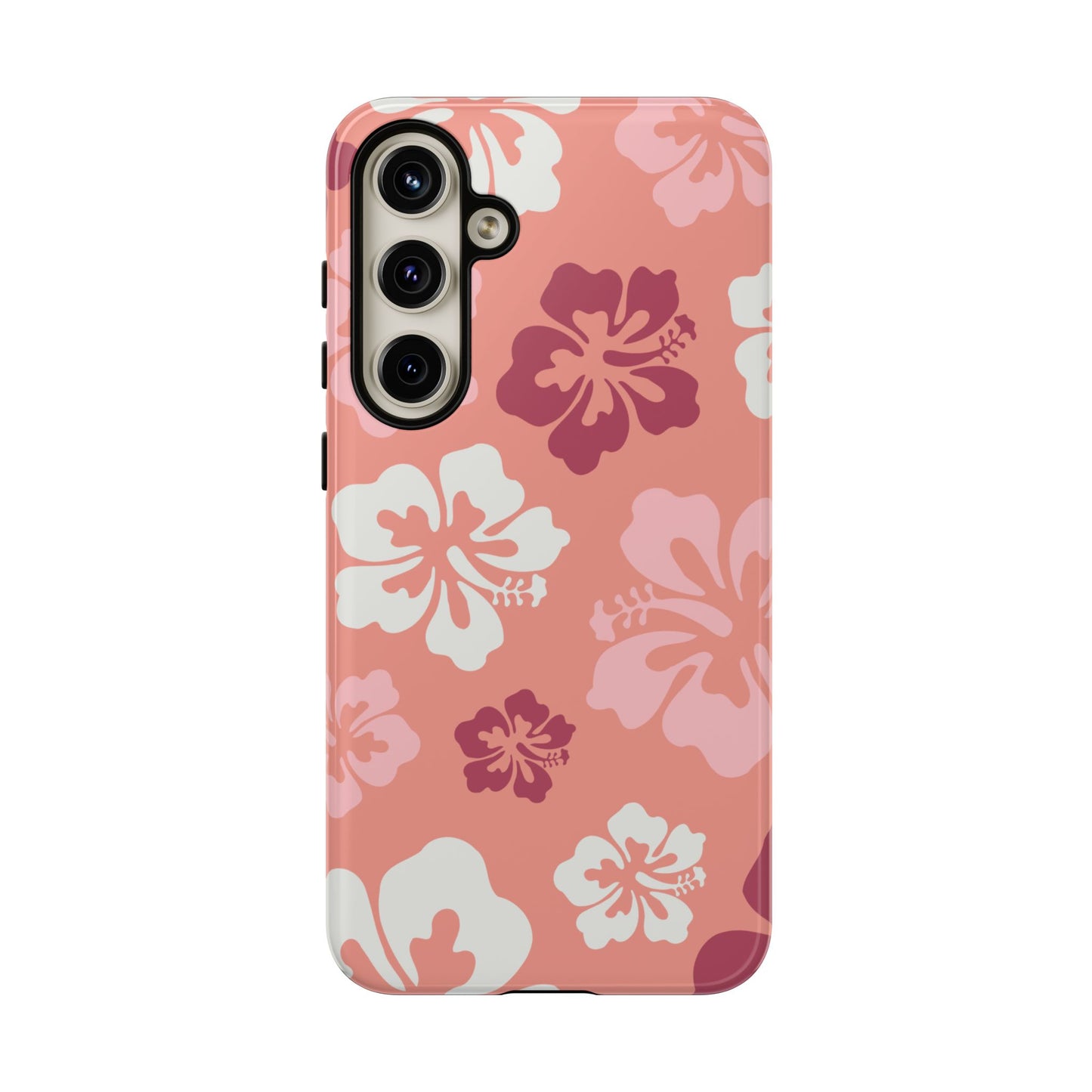 Samsung Galaxy S24 Plus / Glossy Phone Case - ’Pink Hibiscus Retro Pattern #3’ Phone Case