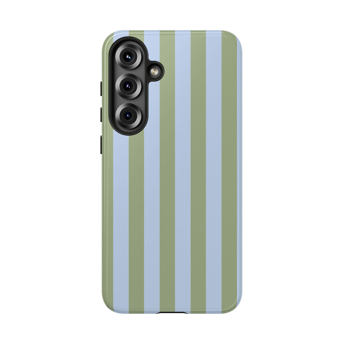 Trendy Ice Blue & Green Stripe Pattern Phone Case - Blue Phone Case - Samsung Galaxy S25 Plus / Glossy