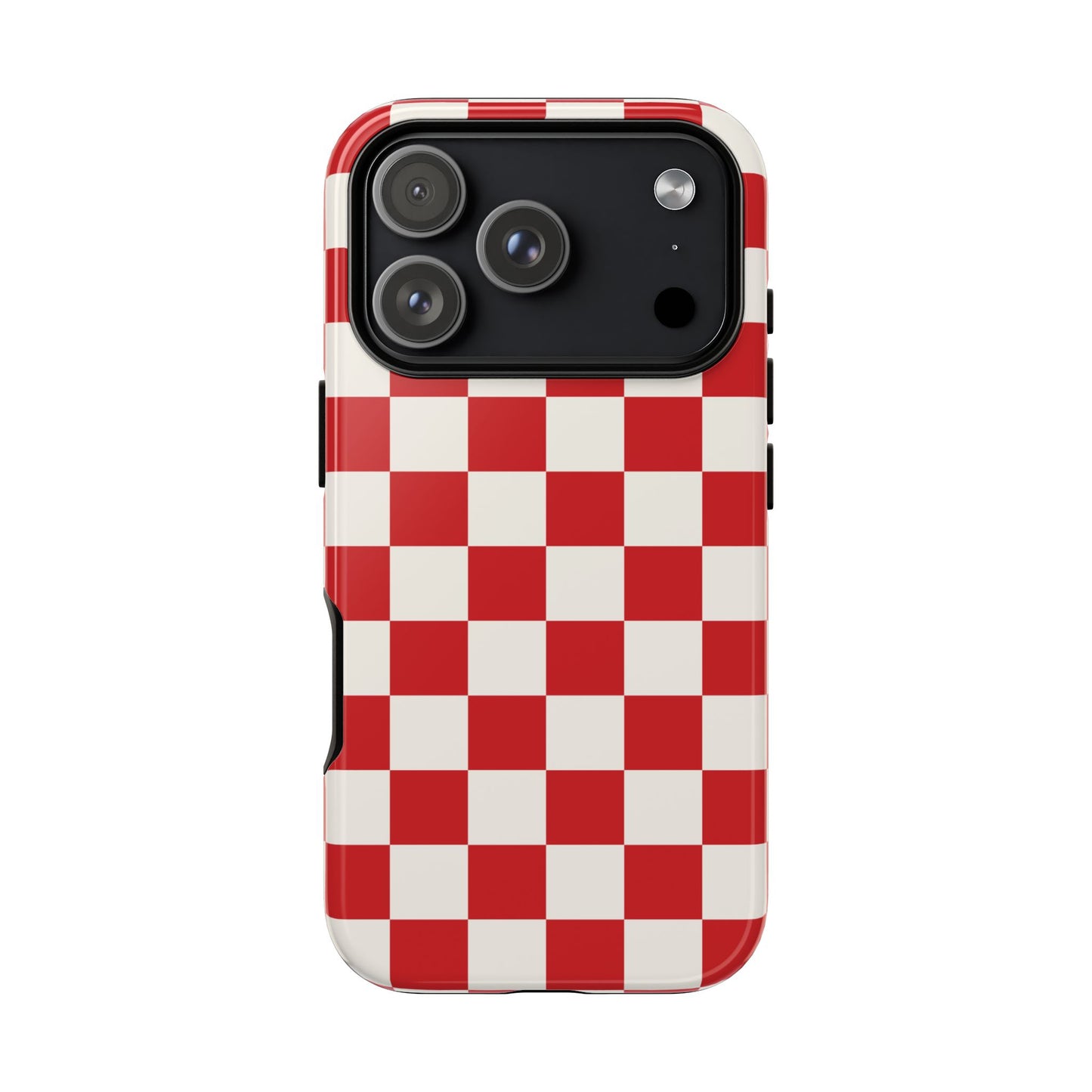 iPhone 17 Pro / Glossy Phone Case - ’Red Checkered Pattern’ Phone Case
