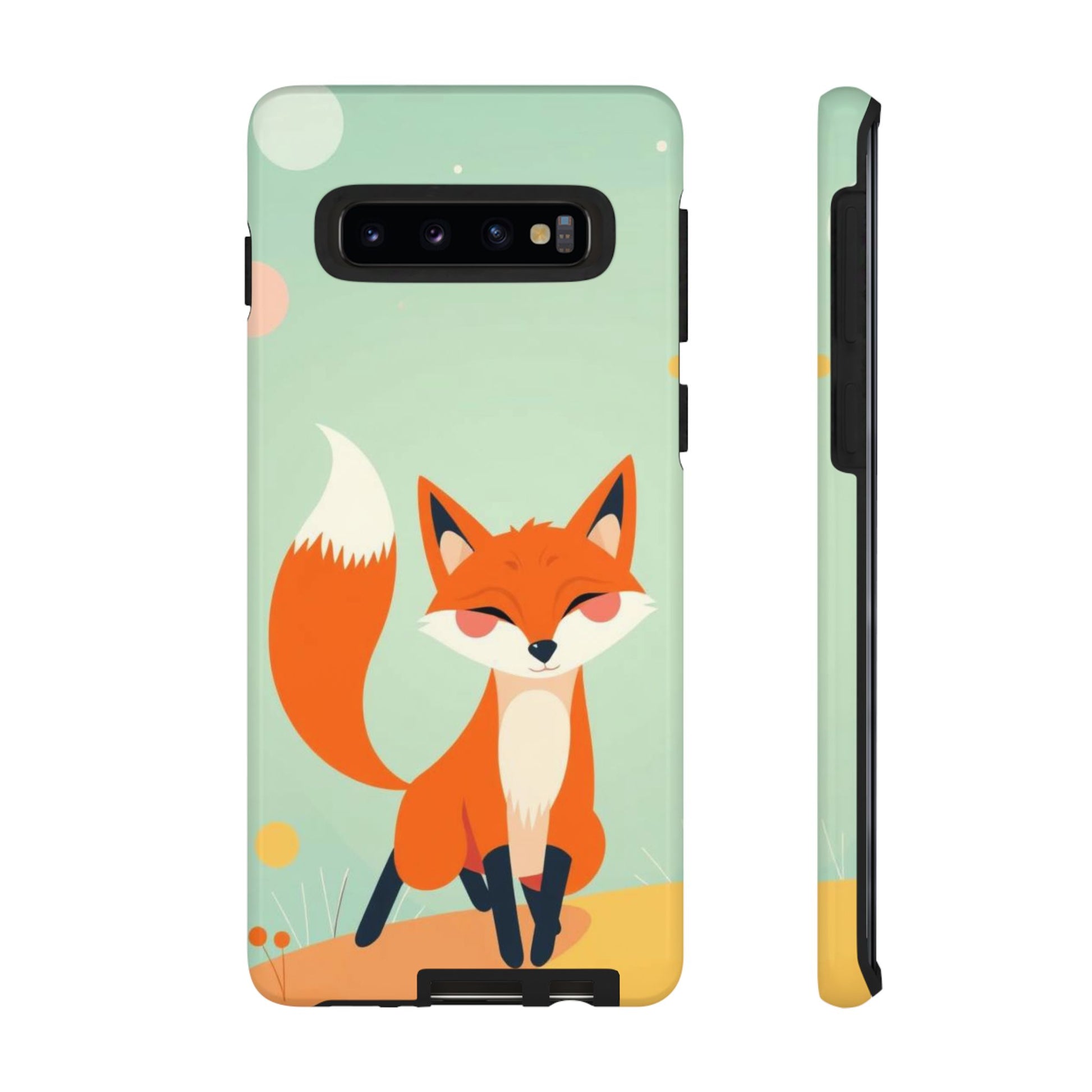 Cute Happy Fox Design Phone Case - Multicolor Phone Case - Samsung Galaxy S10 / Glossy
