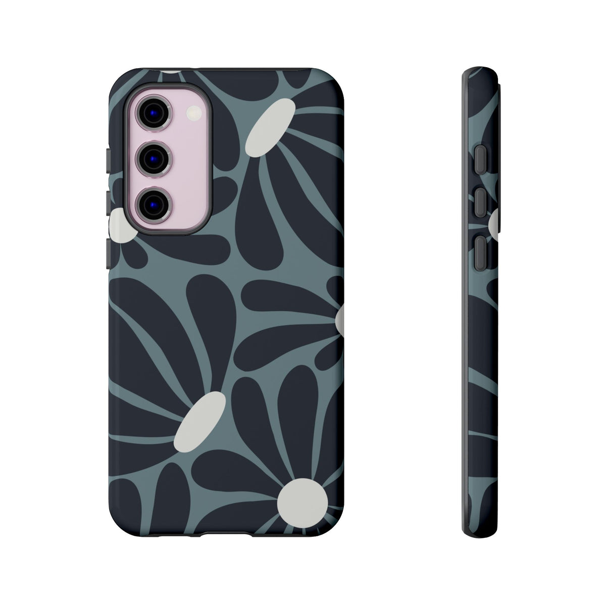 Retro Navy Blue & White Daisy Pattern Phone Case - Blue Phone Case - Samsung Galaxy S23 Plus / Glossy
