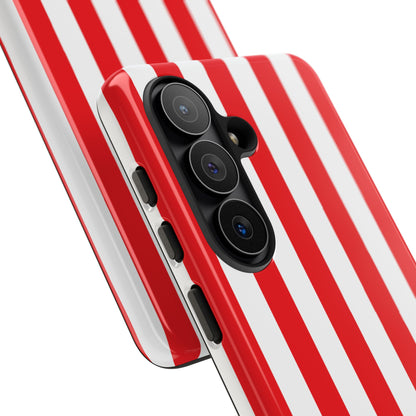 Simple Red & White Stripe Pattern Phone Case - Red Phone Case