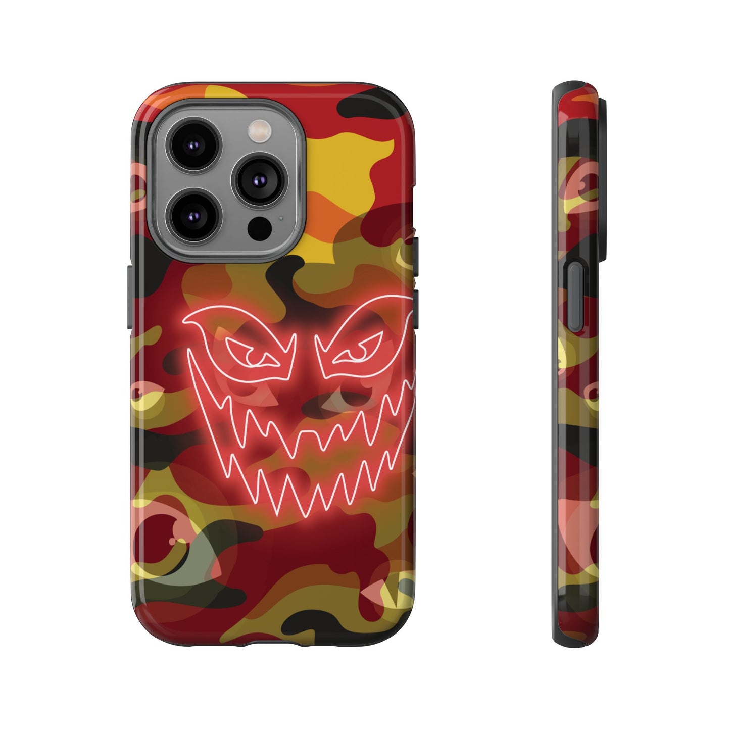 Inferno Neon Face Camo Phone Case - Red Phone Case - iPhone 14 Pro / Glossy