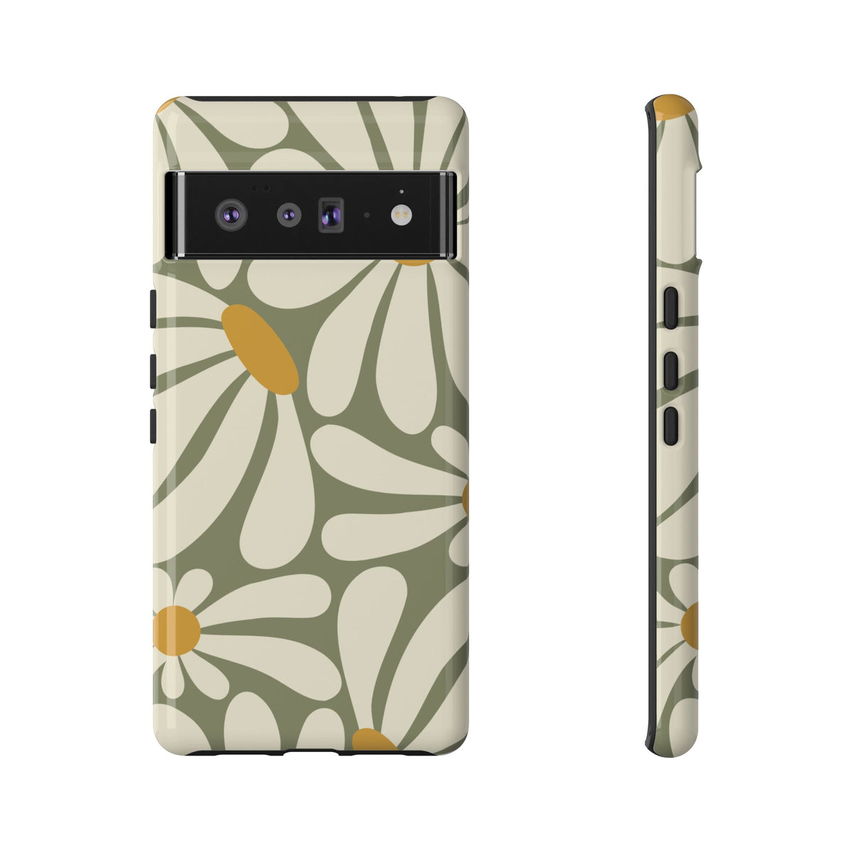 Retro Green Daisy Pattern #1 Phone Case - Green Phone Case - Google Pixel 6 Pro / Glossy