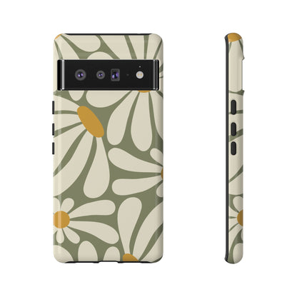 Retro Green Daisy Pattern #1 Phone Case - Green Phone Case - Google Pixel 6 Pro / Glossy