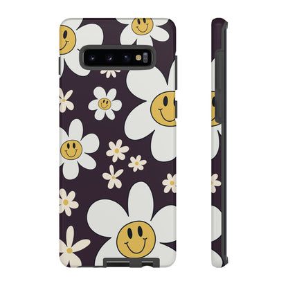 Samsung Galaxy S10 Plus / Glossy Phone Case - Fun Retro Daisy Pattern with Purple Background Phone Case