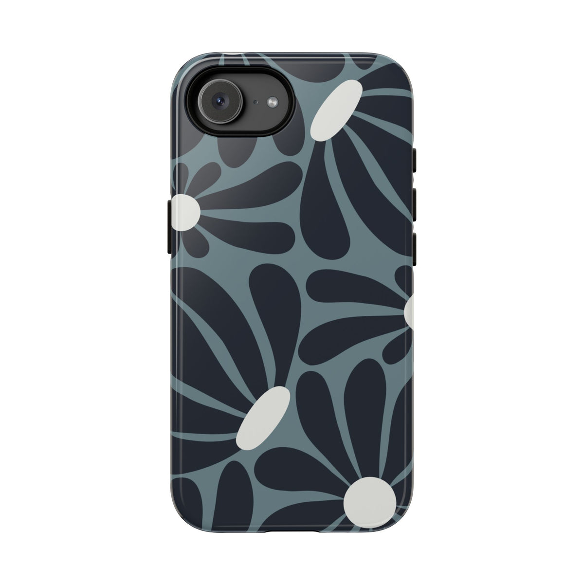 Retro Navy Blue & White Daisy Pattern Phone Case - Blue Phone Case - iPhone 17e / Glossy