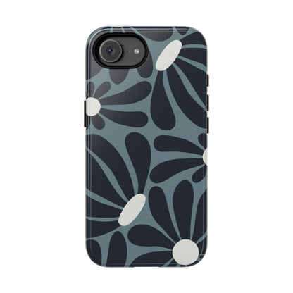 Retro Navy Blue & White Daisy Pattern Phone Case - Blue Phone Case - iPhone 17e / Glossy