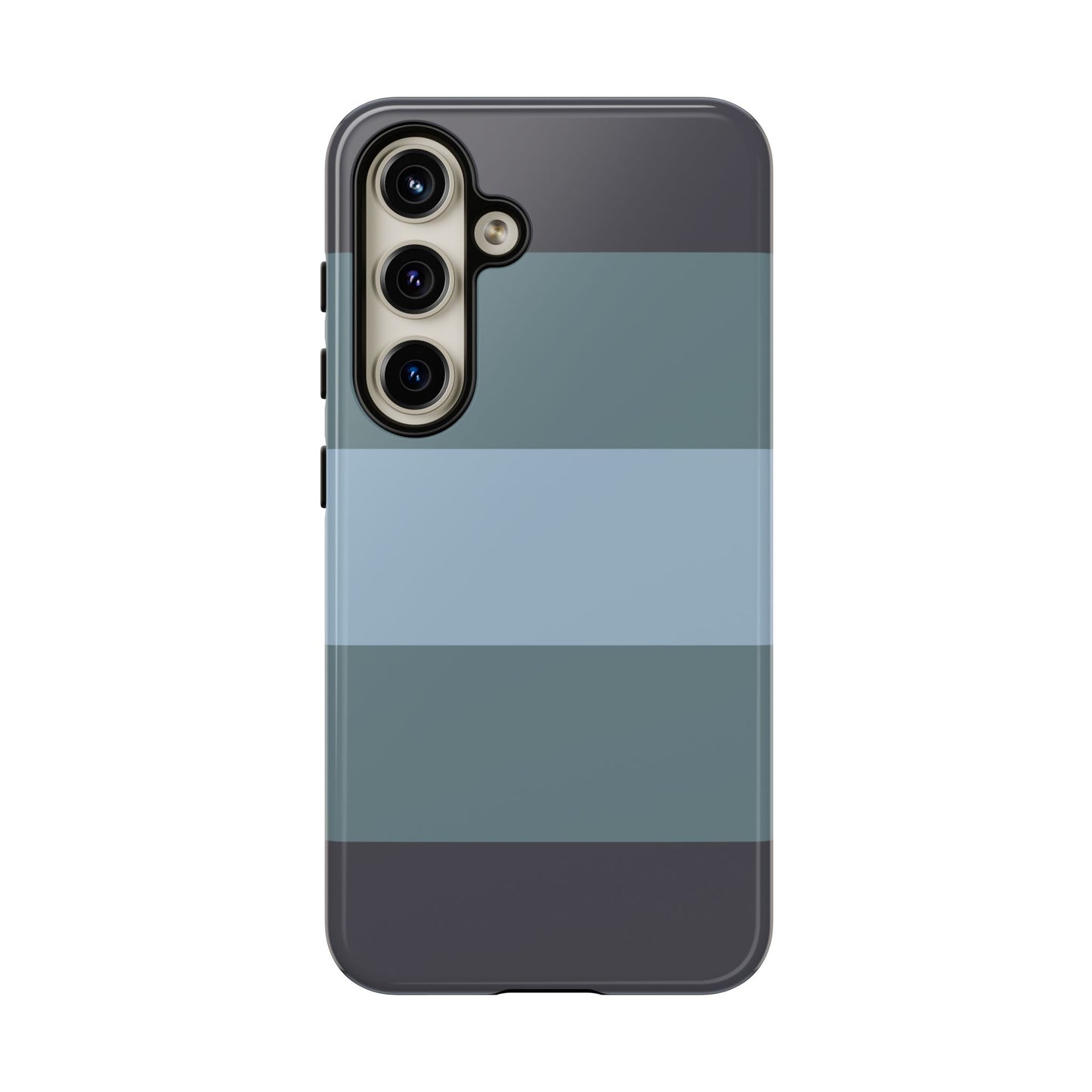 Samsung Galaxy S24 / Glossy Phone Case - Shades of Blue Horizontal Stripe Pattern Phone Case