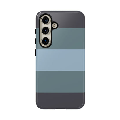 Samsung Galaxy S24 / Glossy Phone Case - Shades of Blue Horizontal Stripe Pattern Phone Case