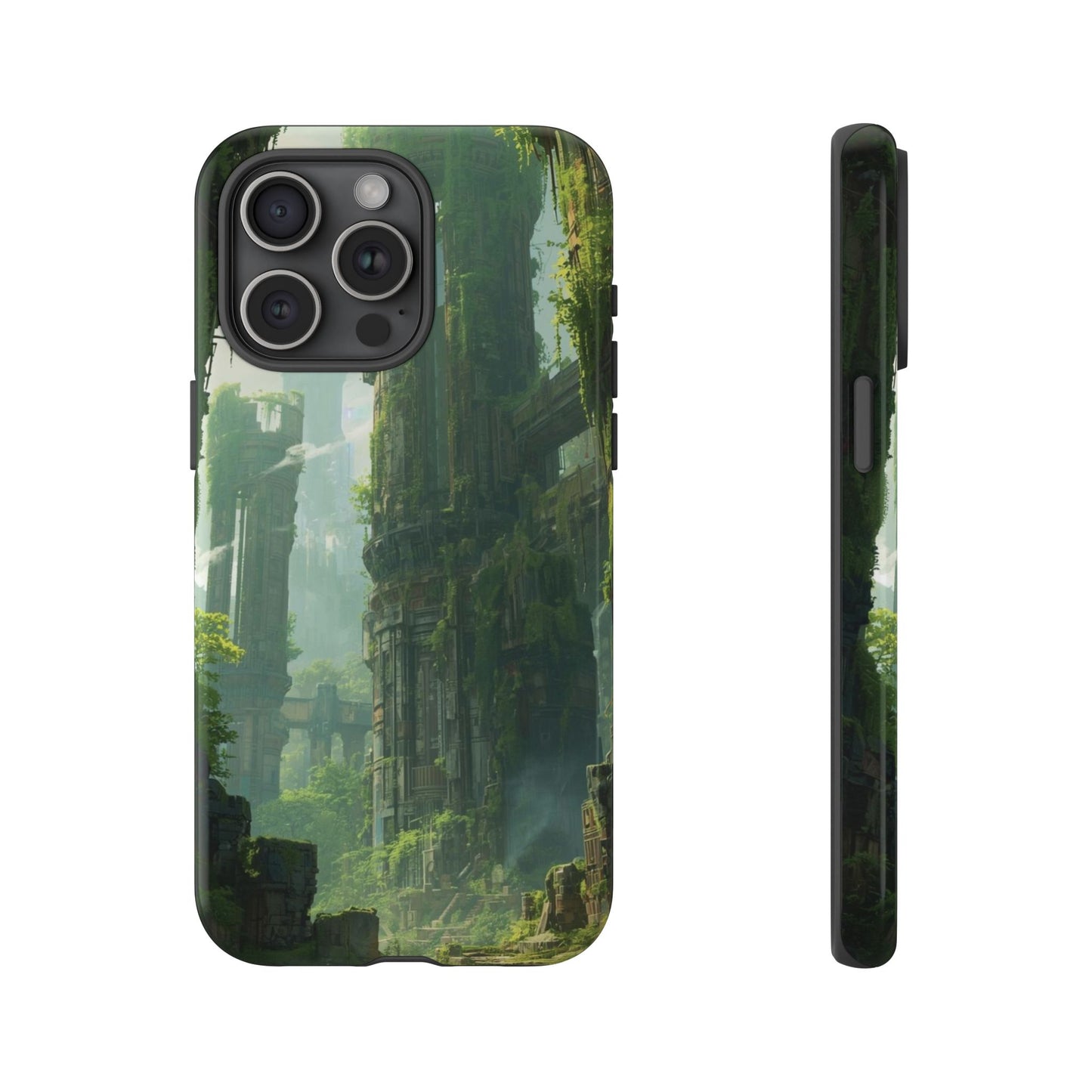 iPhone 15 Pro Max / Glossy Phone Case - Overgrown Future Ruins Sci-fi Phone Case