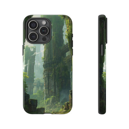 iPhone 15 Pro Max / Glossy Phone Case - Overgrown Future Ruins Sci-fi Phone Case