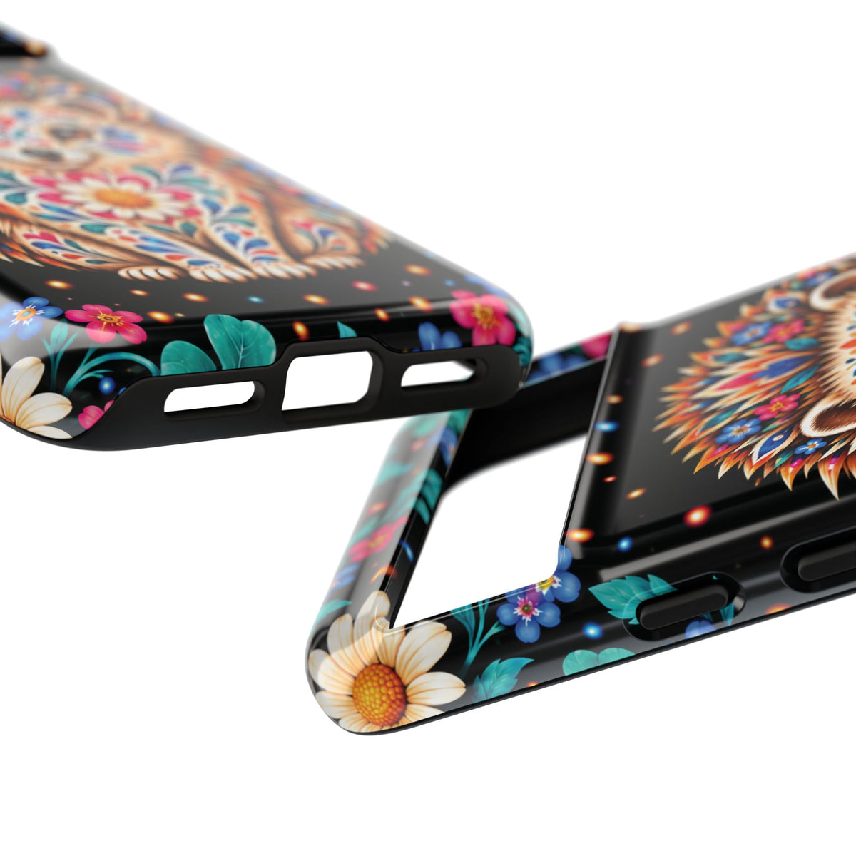 Vibrant Orange and Turquoise Calavera Hedgehog Phone Case - Multicolor Phone Case