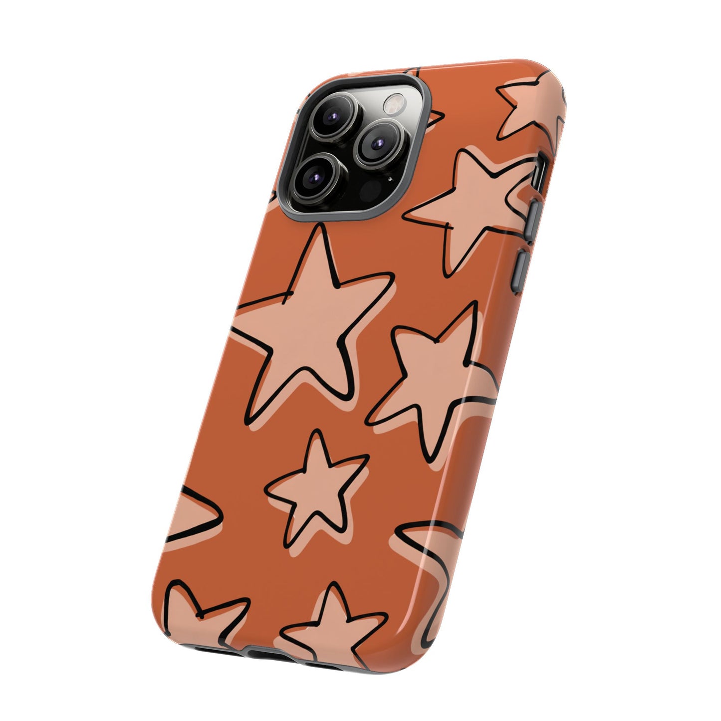 Burnt Orange Doodle Star Phone Case